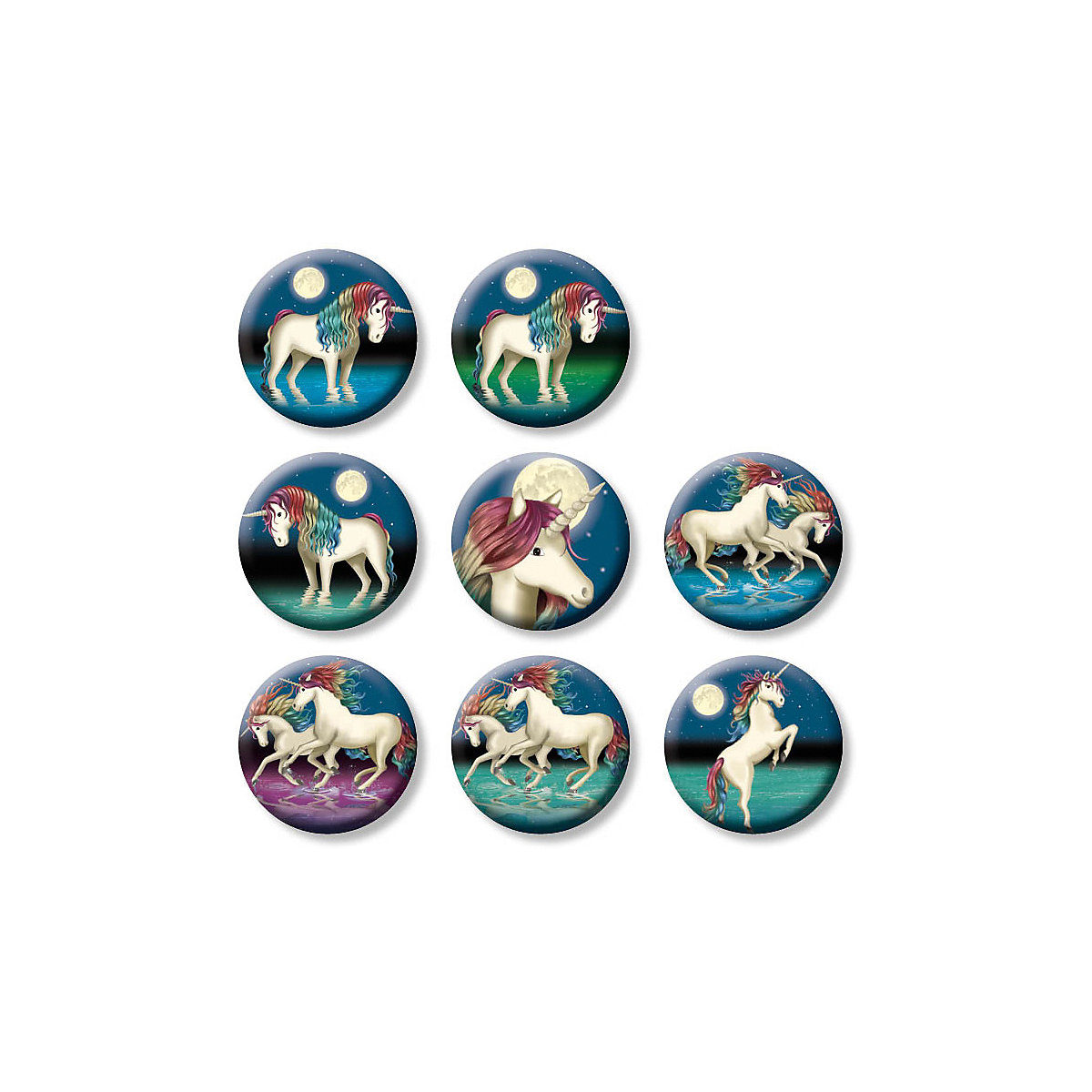 Mini-Buttons Einhorn Lunabelle, 8 Stück