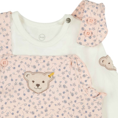 Set Strampler + T-Shirt langarm, rosa für Mädchen