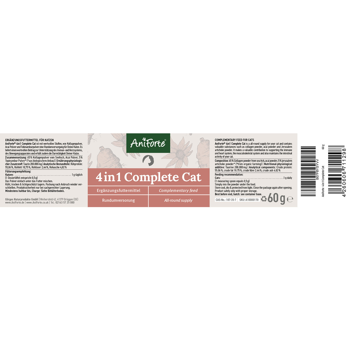 Aniforte Ergänzungsfutter & Aufzucht Aniforte 4in1 Complete Cat 60g
