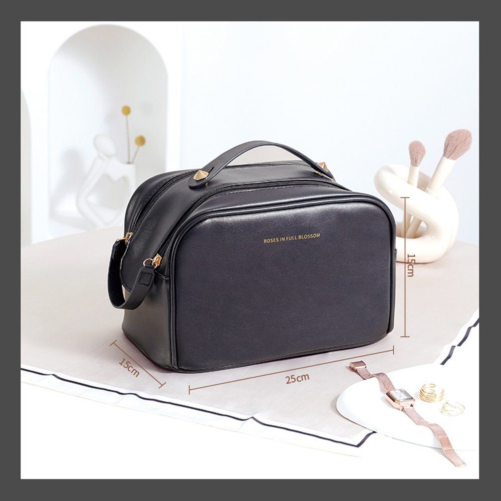 SCOBAG Kosmetiktasche Kulturbeutel Große Kosmetiktasche (1-tlg., Leder), Reise Make-up Taschen Organizer für Damen und Frauen