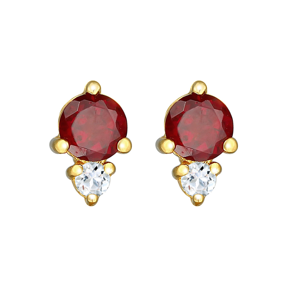 Elli PREMIUM Elli PREMIUM Boucles d'Oreilles Boucles d'oreilles clou de coeur rouge avec grena Boucles d'oreilles