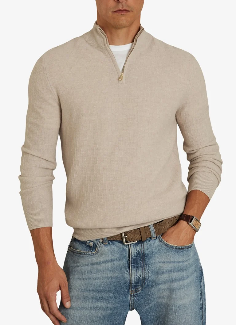 Reiss Chester fine-knit textured wool skipper sweater