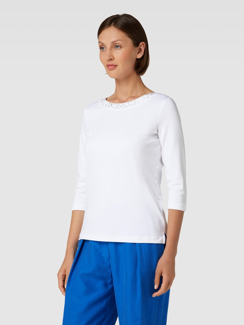 T-Shirt mit Ziersteinbesatz in weiß