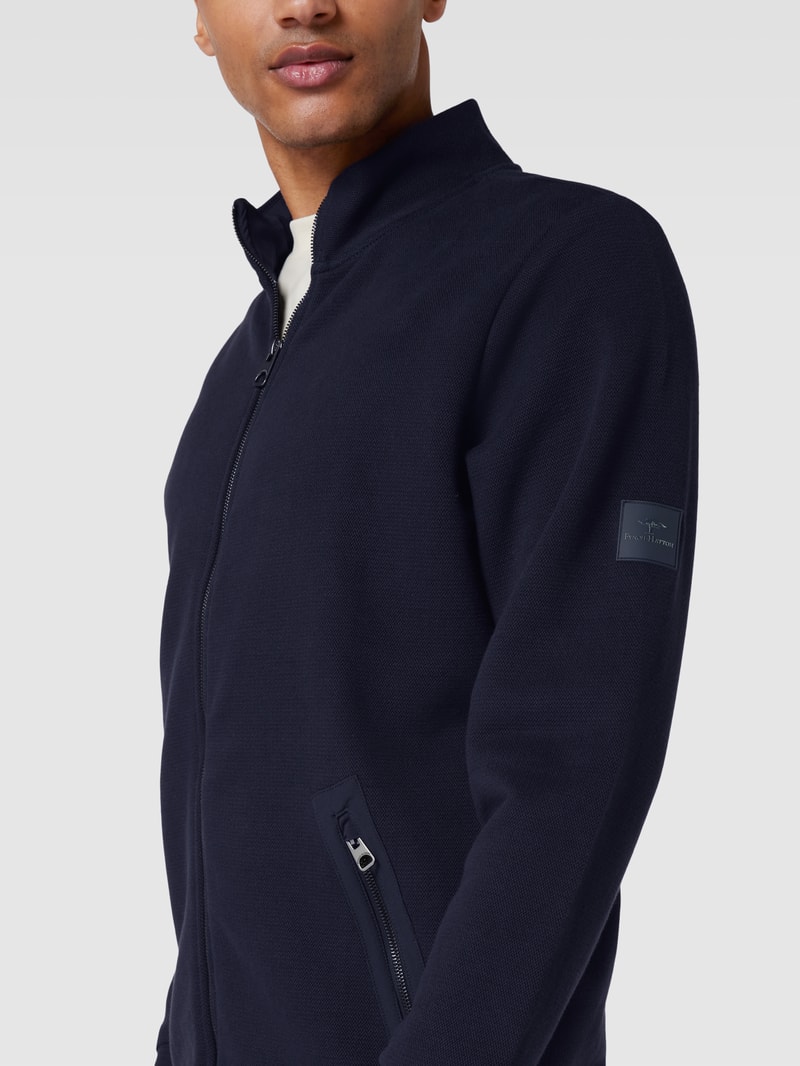 Sweatjacke mit Label-Patch in marineblau