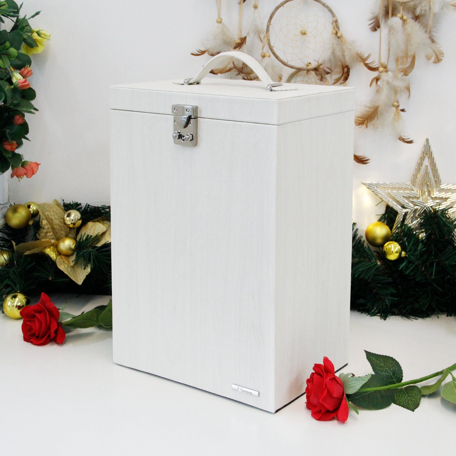 Yorbay Schmuckkasten Schmuckkoffer komplett abschließbar Schmuckkasten (Mit herausnehmbarer Reise-Box, Mit 7 Ebenen, Mit Spiegel), Schmuckkästchen für Halsketten/Uhren/Ringe/Armbänder/Ohrringe/Brille