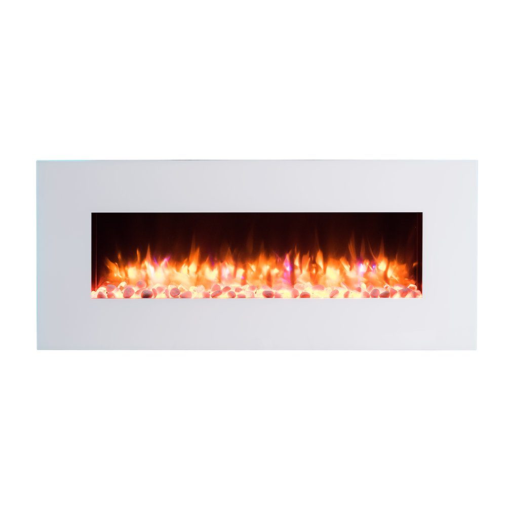 RICHEN Elektrokamin Yoash, Wandkamin mit Heizung 2000W, 3D-Flammeneffekt, LED-Beleuchtung, Fernbedienung, Timer, Thermostat