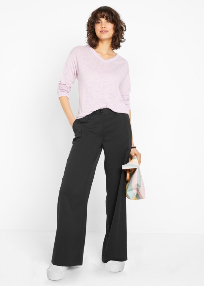 Weite Marlenehose mit High-Waist-Bequembund und Bundfalten