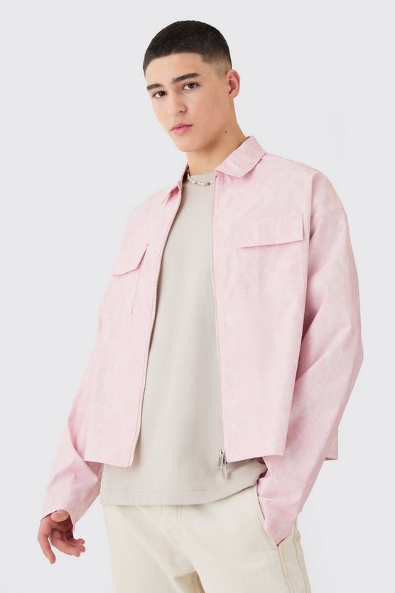 Kastiges Camouflage Overshirt mit Reißverschluss