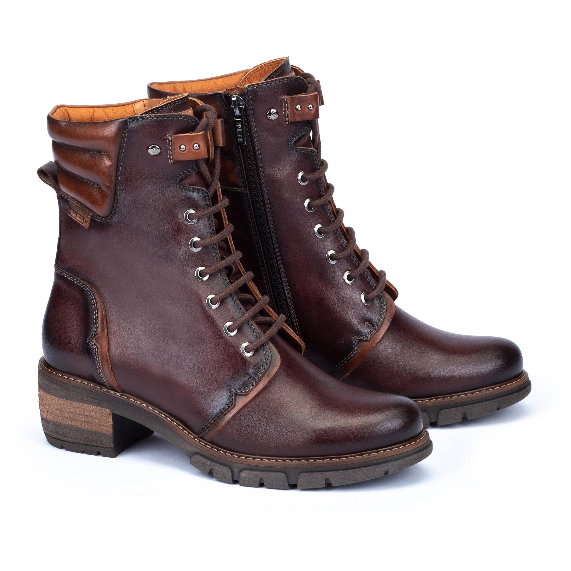 Botki na obcasie sznurowane - MAHOGANY