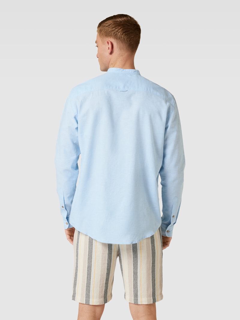 Tailored Fit Freizeithemd mit Stehkragen in bleu