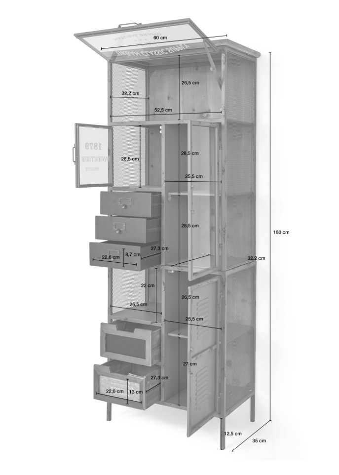 Vitrine in Spind-Optik