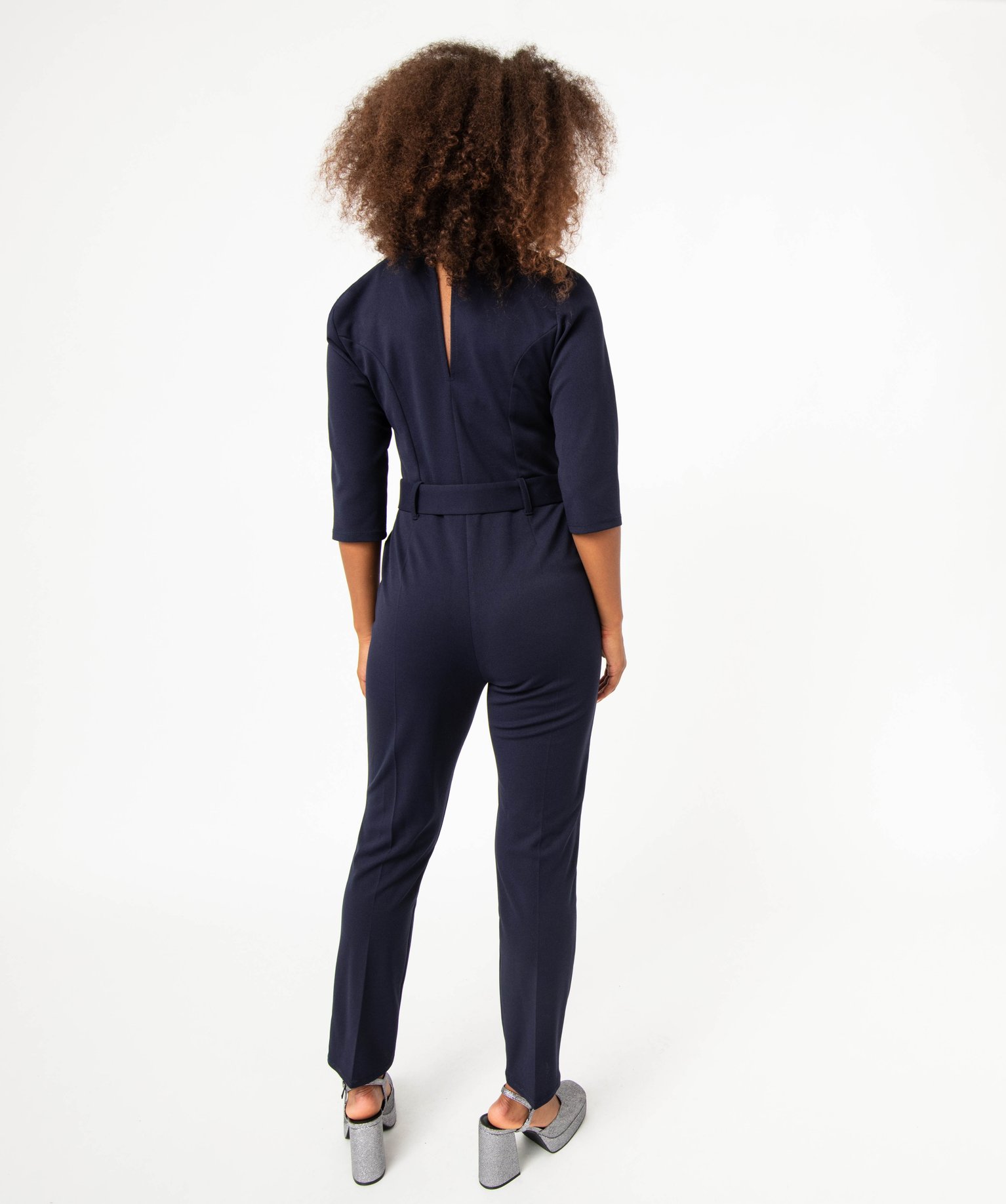 Combinaison pantalon avec col tailleur femme bleu | GEMO