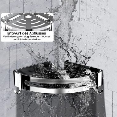 iceagle Duschablage Duschablage Schwarz Eckregal, Dreieck Duschkorb, Badregal Ohne Bohren, Badezimmer-Dreiecksregal ohne Bohren für Balkon, Schlafzimmer, 2-Pack, 4 Häkchen, Stanzen/Einfügen, Hochwertiges Raumfahrt-Aluminium