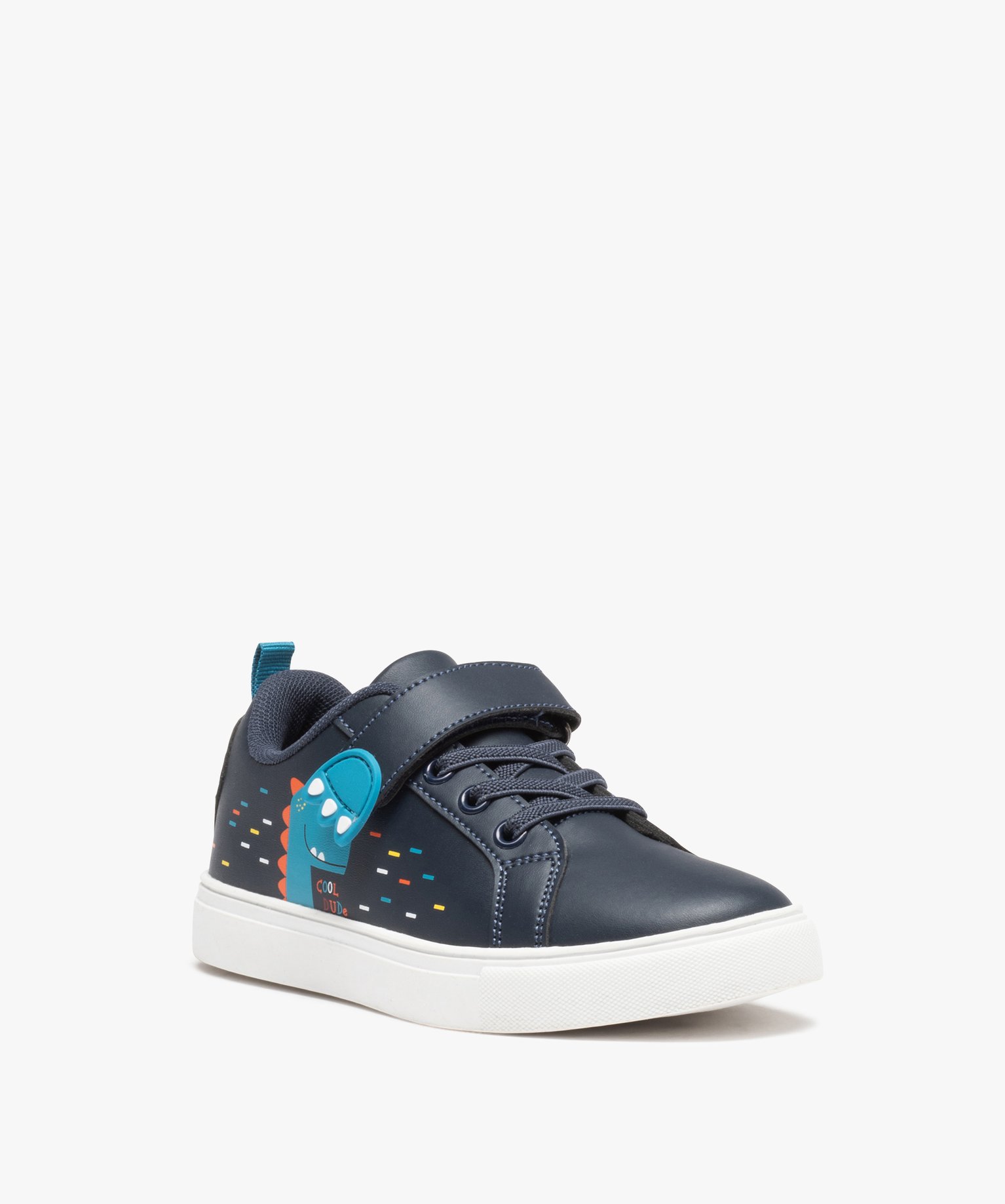 Baskets Garçon unies détail dinosaure du 31 au 36 marine | GEMO