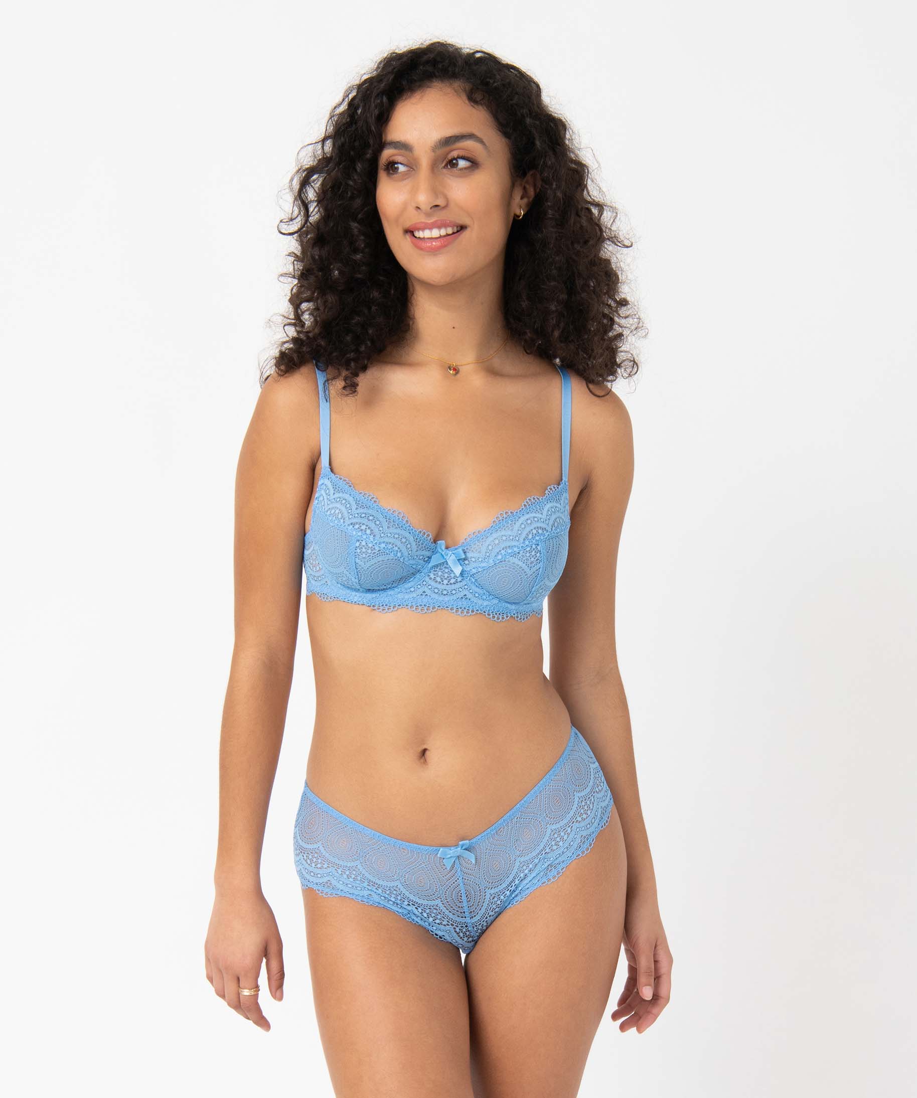 Shorty en dentelle et tulle femme (lot de 2) bleu | GEMO