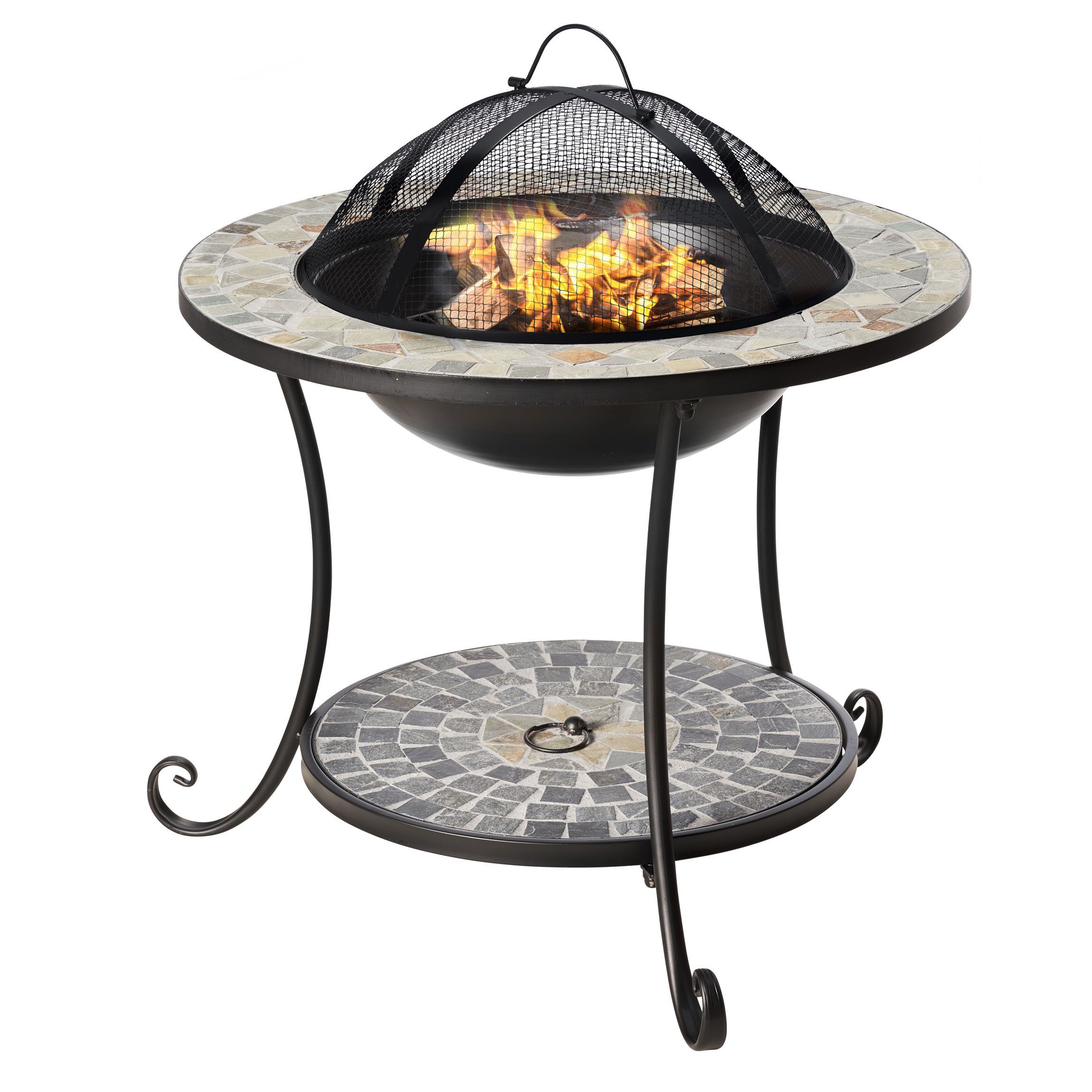 Gartenfreude Feuerstelle Feuerschale Mosaik Feuerkorb mit Funkenschutz, (58 x 44 cm)