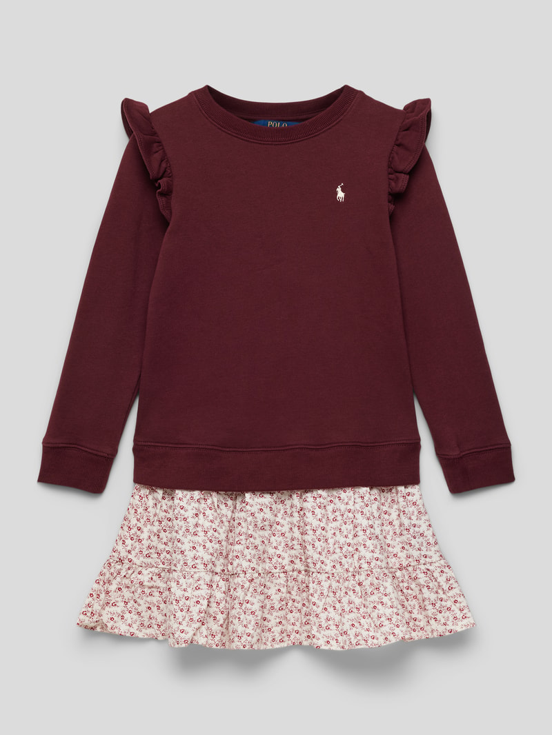 Minikleid mit Two-Tone-Machart in bordeaux rot