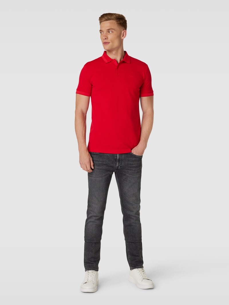 Poloshirt mit Label-Stitching Modell 'PADDY' in rot