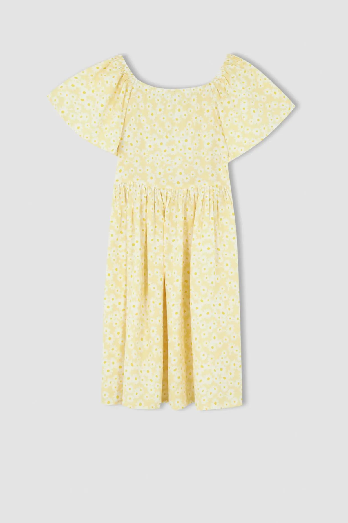 DeFacto  Mädchen Kleid aus Baumwolle und Viskose mit Blumenmuster und kurzen Ärmeln, X3662a622sm