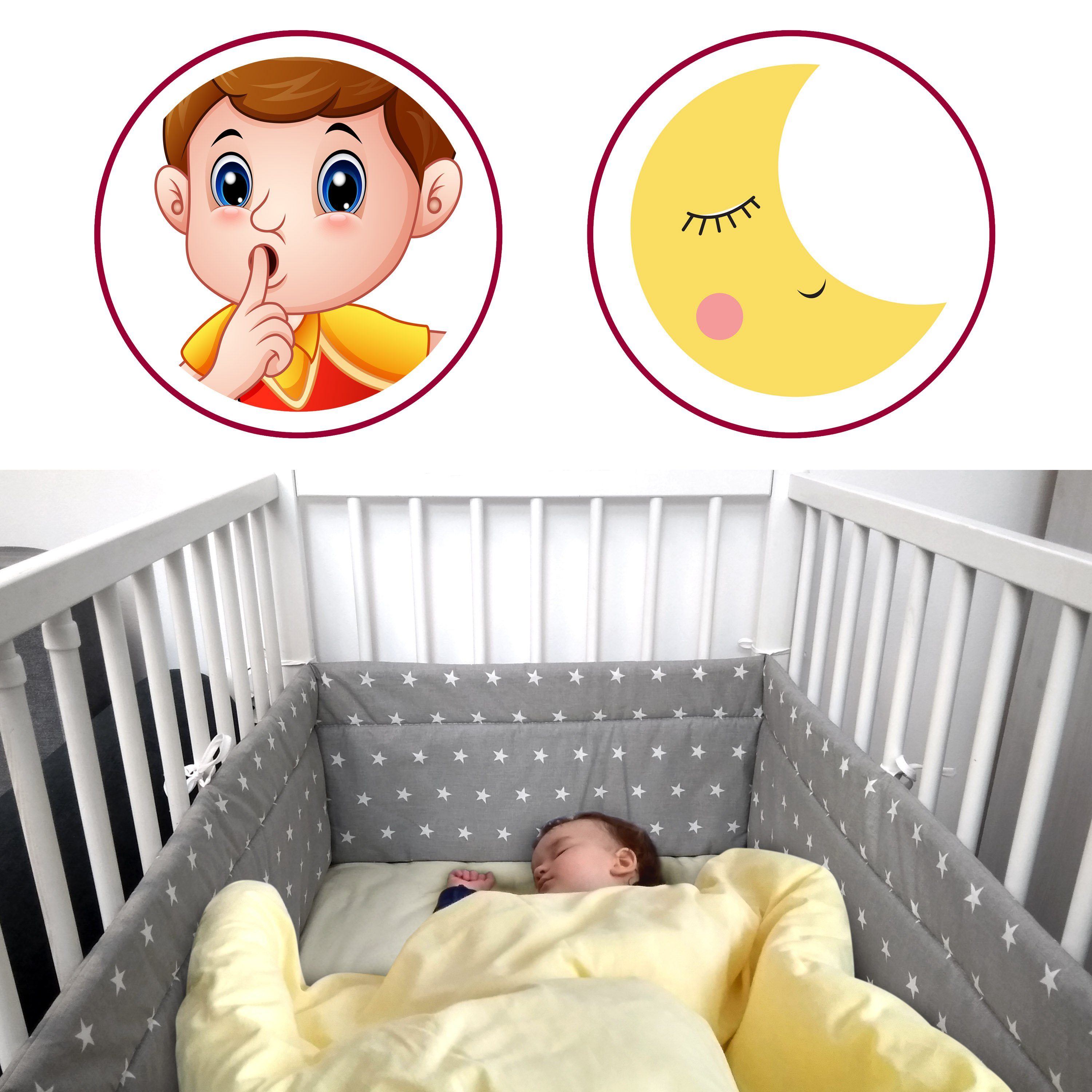 Amilian Bettnestchen Bettumrandung (Made in EU) 420x30 cm für Babybett, (140 x 70 cm geeignet (rundherum) mit Kantenschutz, Nestchen), Umrandungen, Bettausstattung, Bettschlange