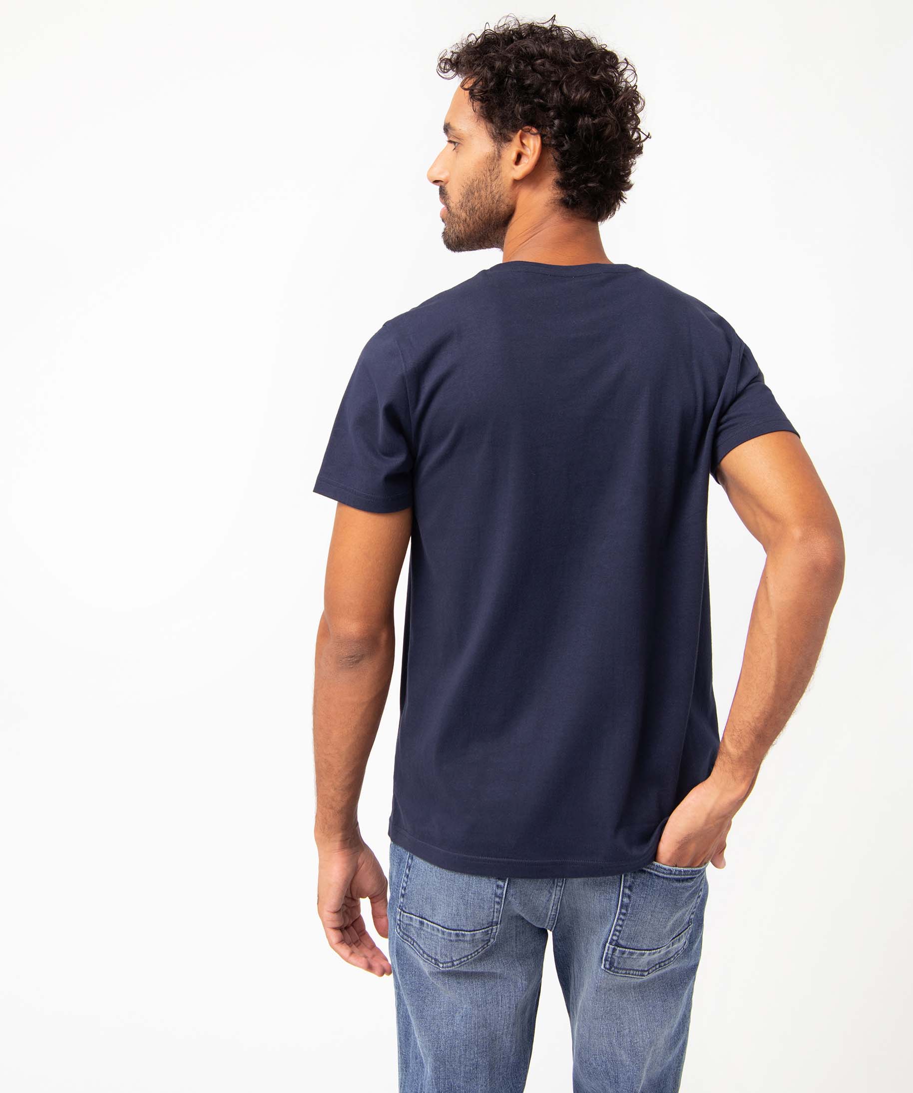 Tee-shirt homme avec inscription velours – Camps United bleu fonce | GEMO
