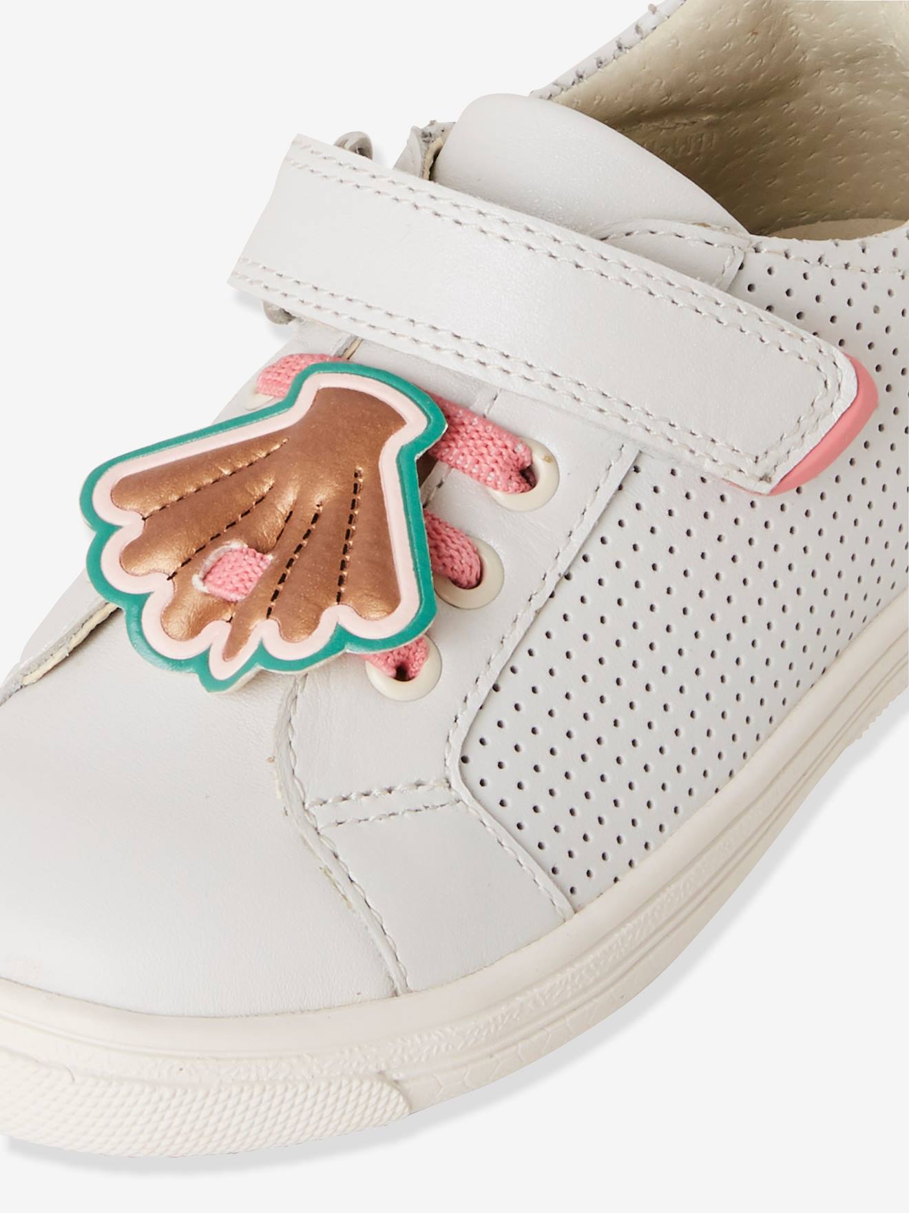 Tennis en cuir fille collection maternelle blanc