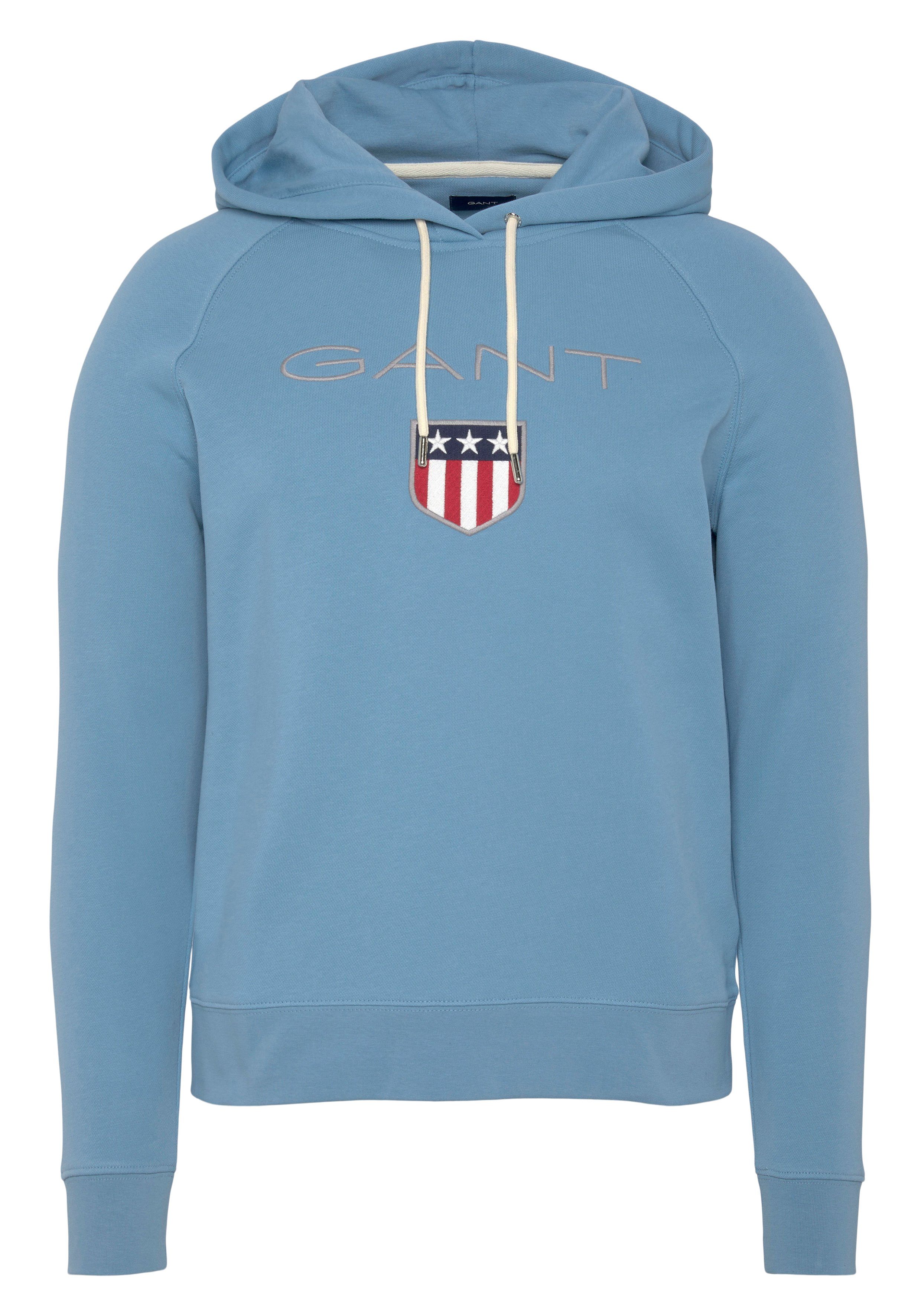Gant Sweatshirt GANT SHIELD SWEAT HOODIE mit großer Label-Applikation vorne