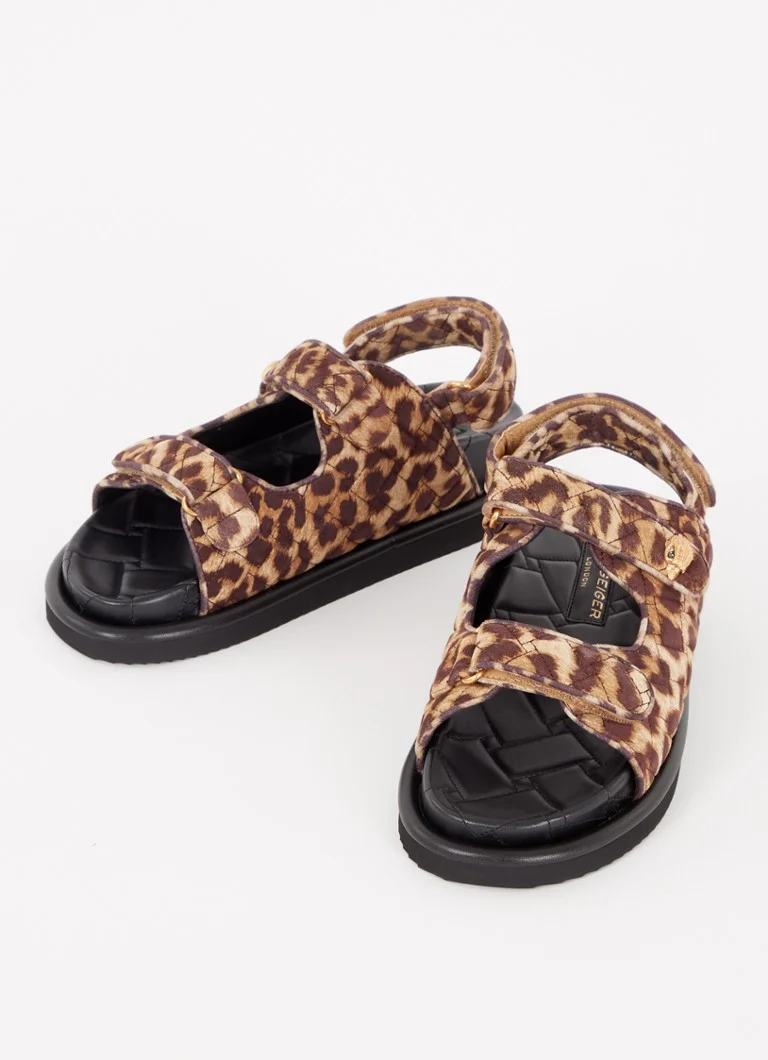 Sandale Kurt Geiger Orson din piele întoarsă cu imprimeu leopard