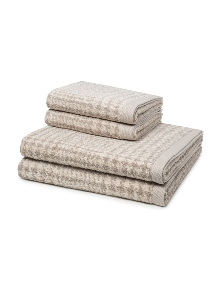 Möve 2 X Handtuch 2 X Duschtuch - im Set Brooklyn Glencheck in Nature/Cashmere günstig kaufen 6