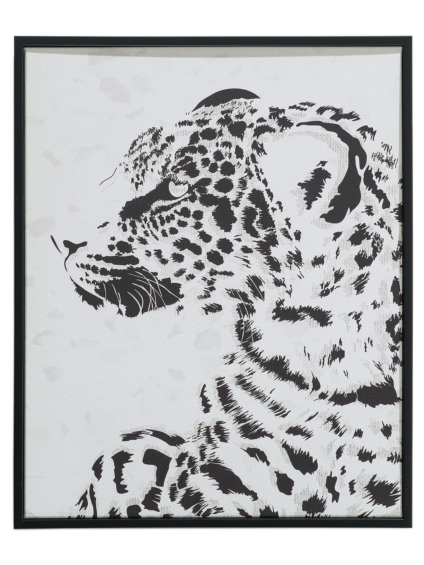 Leopard Leinwand-Druck-gerahmt, Schwarz/Weiss
