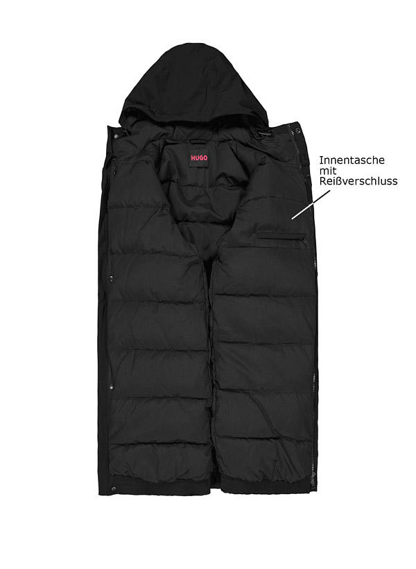 HUGO, Steppmantel Mandev, Mikrofaser wasserresistent, schwarz