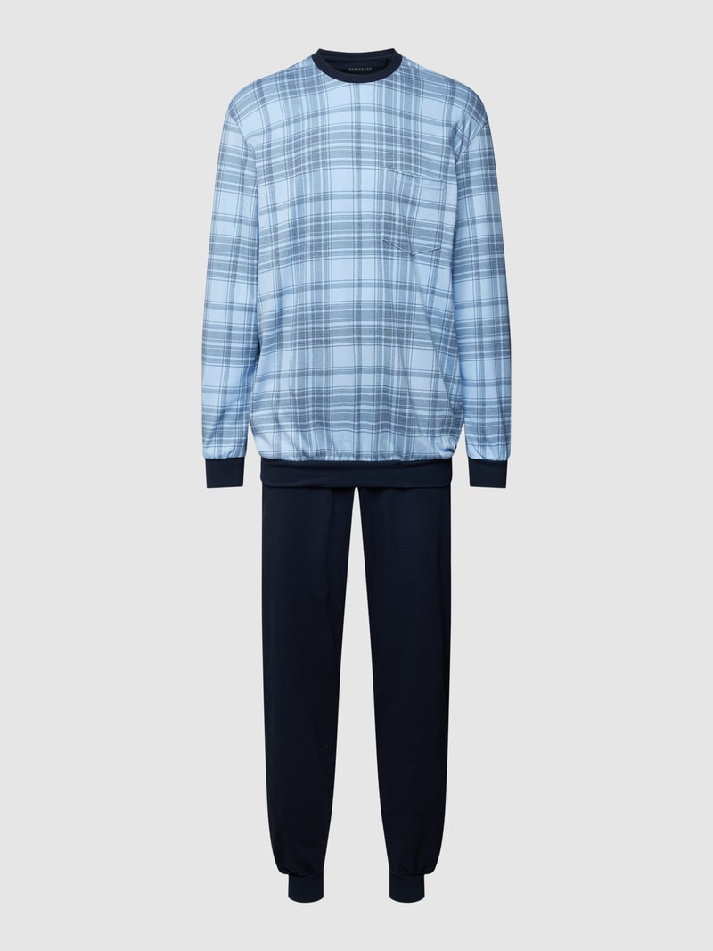 Pyjama mit Tartan-Karo in hellblau