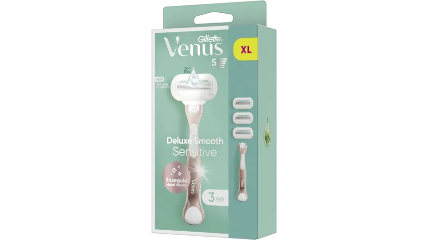 Gillette Venus Klingen + Rasierer Deluxe Smooth Sensitive Rosegold