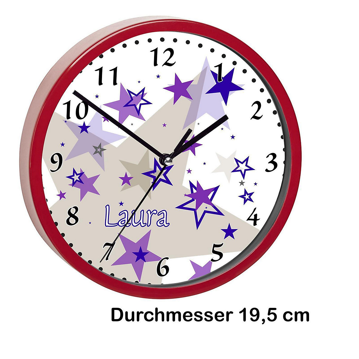 Kinder Wanduhr personalisiert mit Name Sternenhimmel Lila Grau