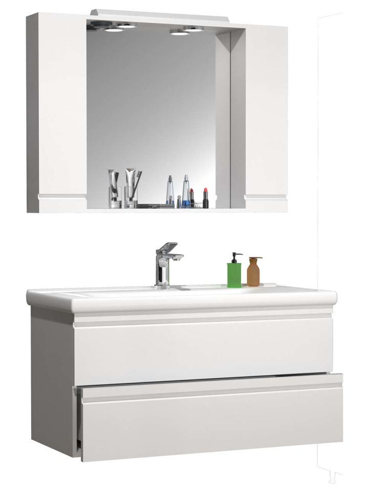 ebuy24 Badmöbelset SiloraXL Weiß 100 x 46 cm günstig kaufen onesize