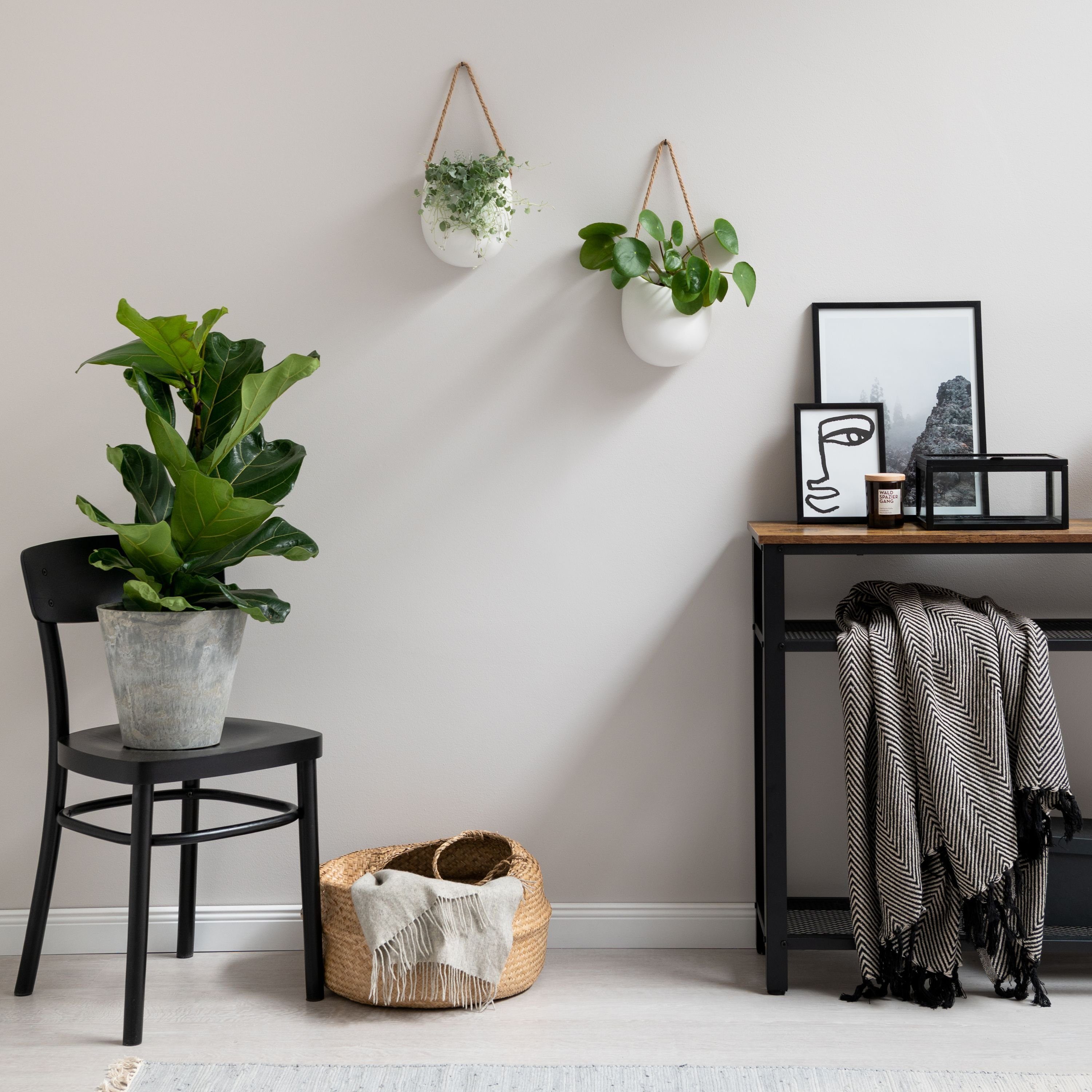 KAZAI. Blumentopf Keramik Wandvasen (Set, aus 2 Töpfen inkl. verschiedener Aufhänger, ohne Bohren), Wand-Blumentöpfe als originelle Wohn-Deko