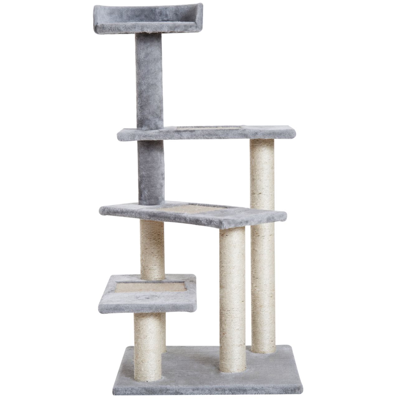 PawHut Kletterbaum Katzenbaum Spielbaum Katzenkratzbaum Treppe 5 Schichte Beige Grau 48 x 48 x 99,5 cm (LxBxH)