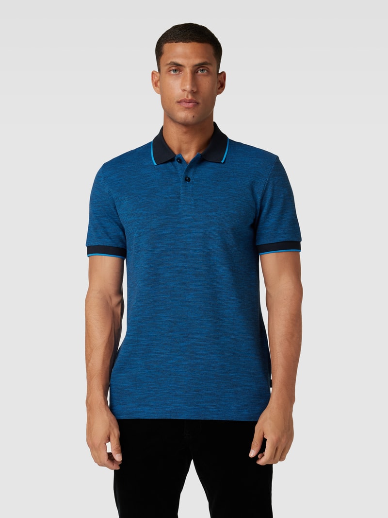 Poloshirt mit fein strukturiertem Design Modell 'Parlay' in marineblau