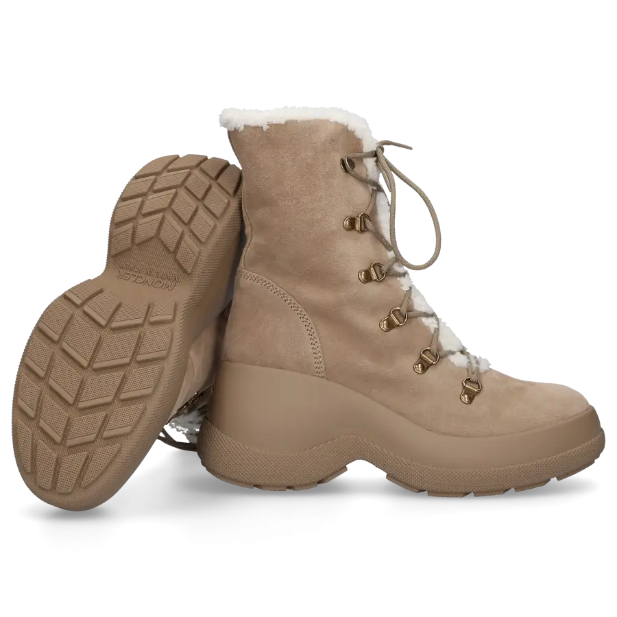 Moncler - Schnürstiefeletten RESILE TREK Veloursleder - beige