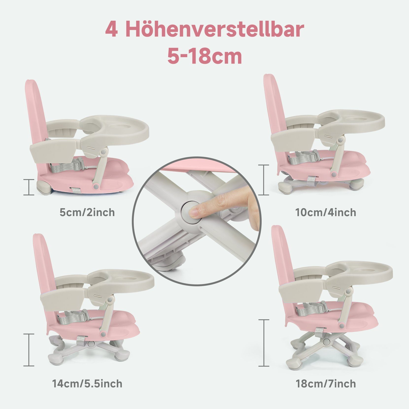 YOLEO Kindersitzerhöhung Sitzerhöhung, Booster Sitz, Tragbar Reisehochstuhl Baby 6-36 Monate, ab: 6 Monate, bis: 3 Jahre, bis: 15,00 kg