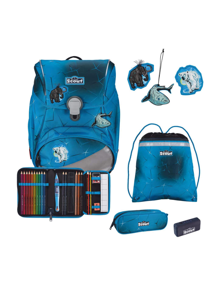 Scout Scout Alpha Schulranzen-Set 4 teilig Exklusiv Safety Light Polar Blue günstig kaufen onesize