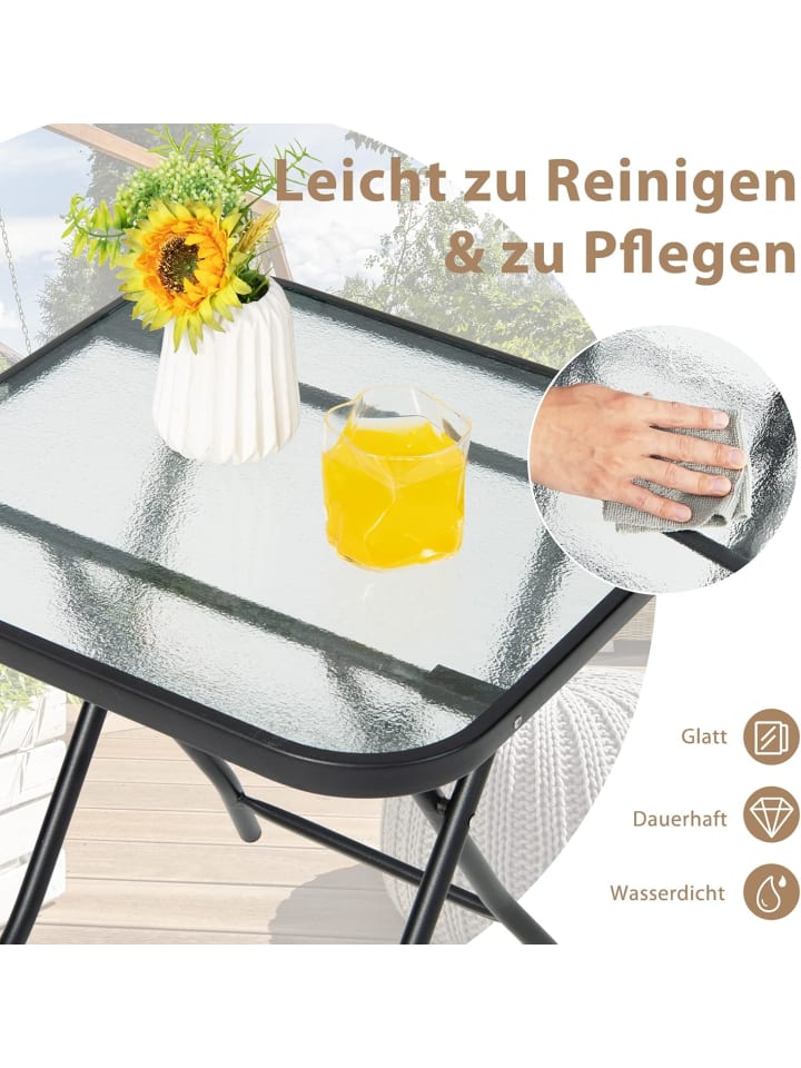 COSTWAY Bistrotisch quadratisch klappbar in Schwarz günstig kaufen onesize