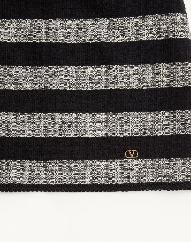 Minissaia em tweed com listras maxi