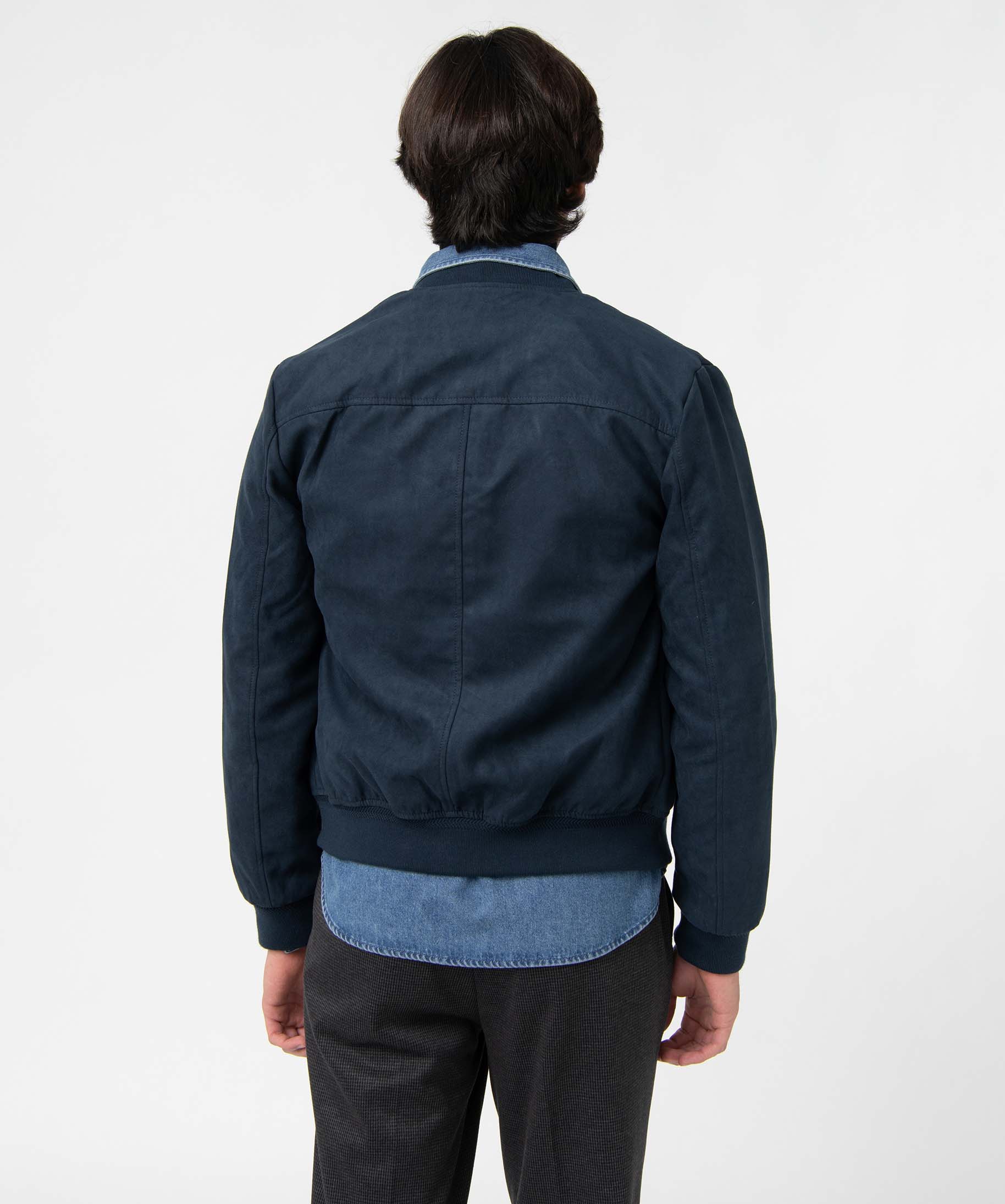 Blouson homme en suédine unie fermeture zippée gris clair | GEMO