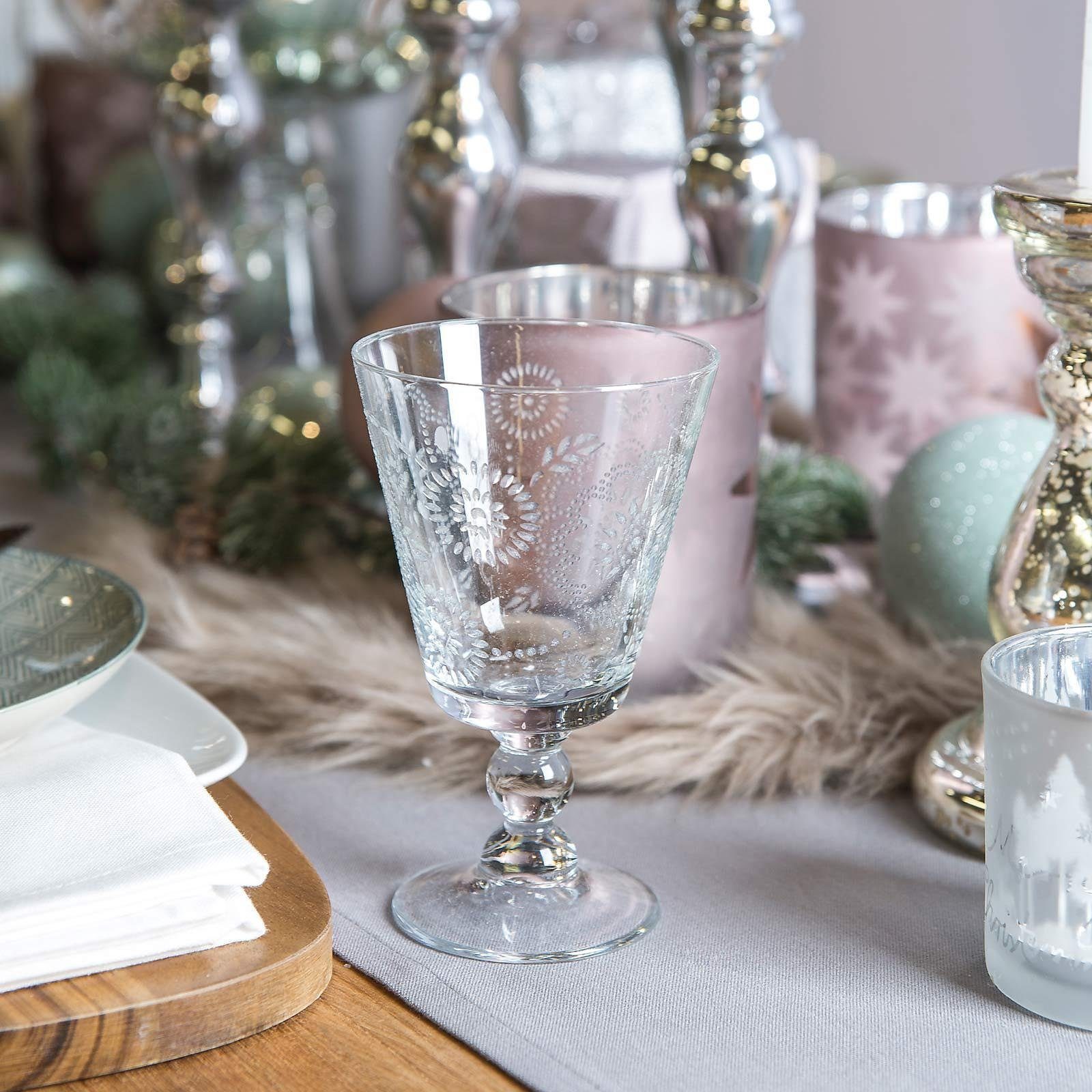 Depot Glas Wasserglas Flower, 100% Glas, aus Glas, Ø 9 Zentimeter, H 14.5 Zentimeter