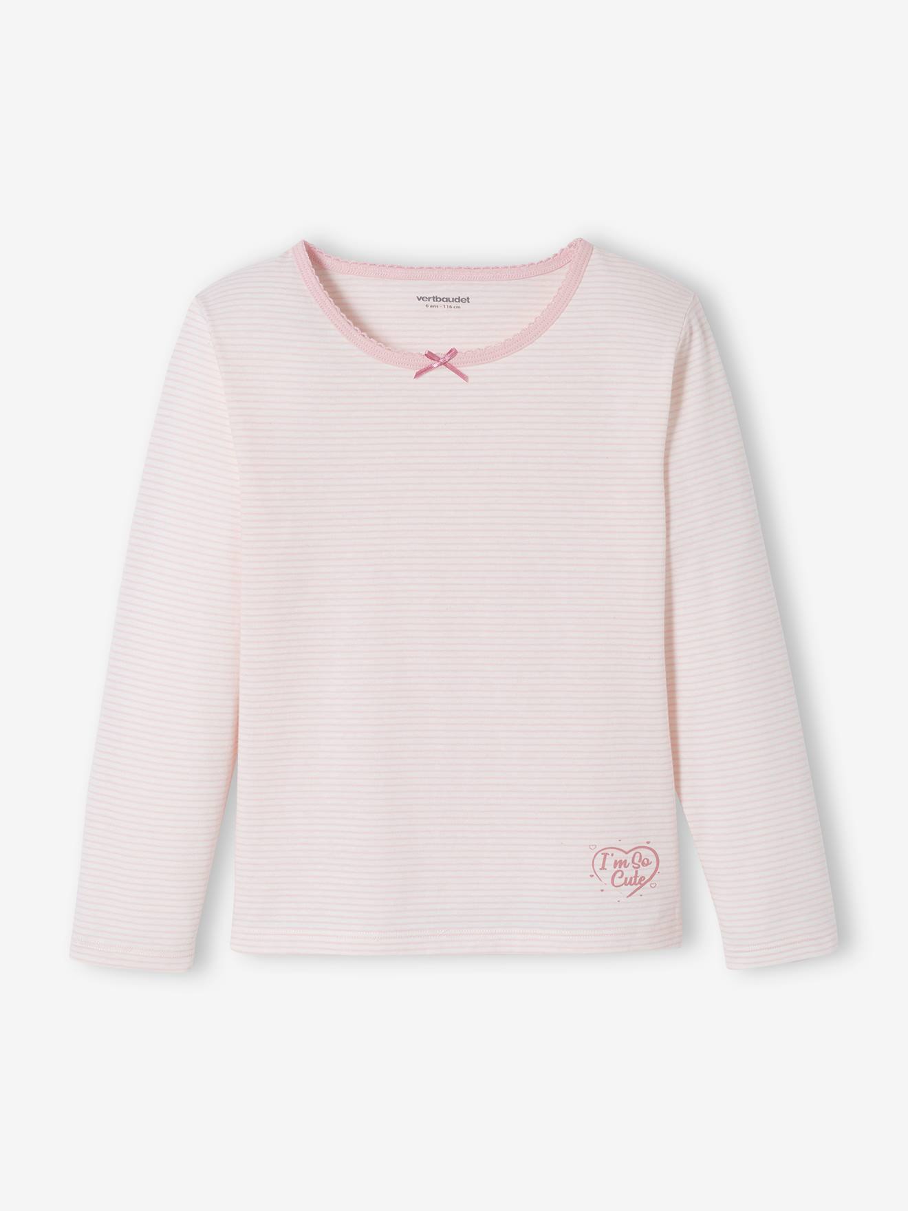 Lot de 2 T-shirts coeurs manches longues fille lot ivoire