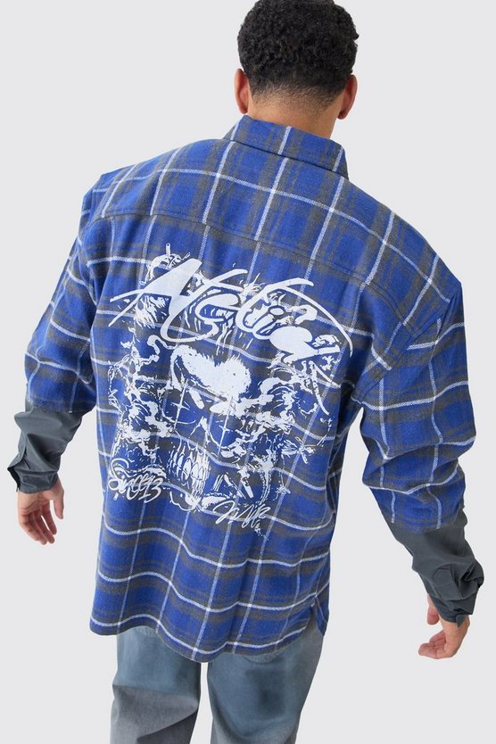 Kastiges kariertes Jersey-Overshirt