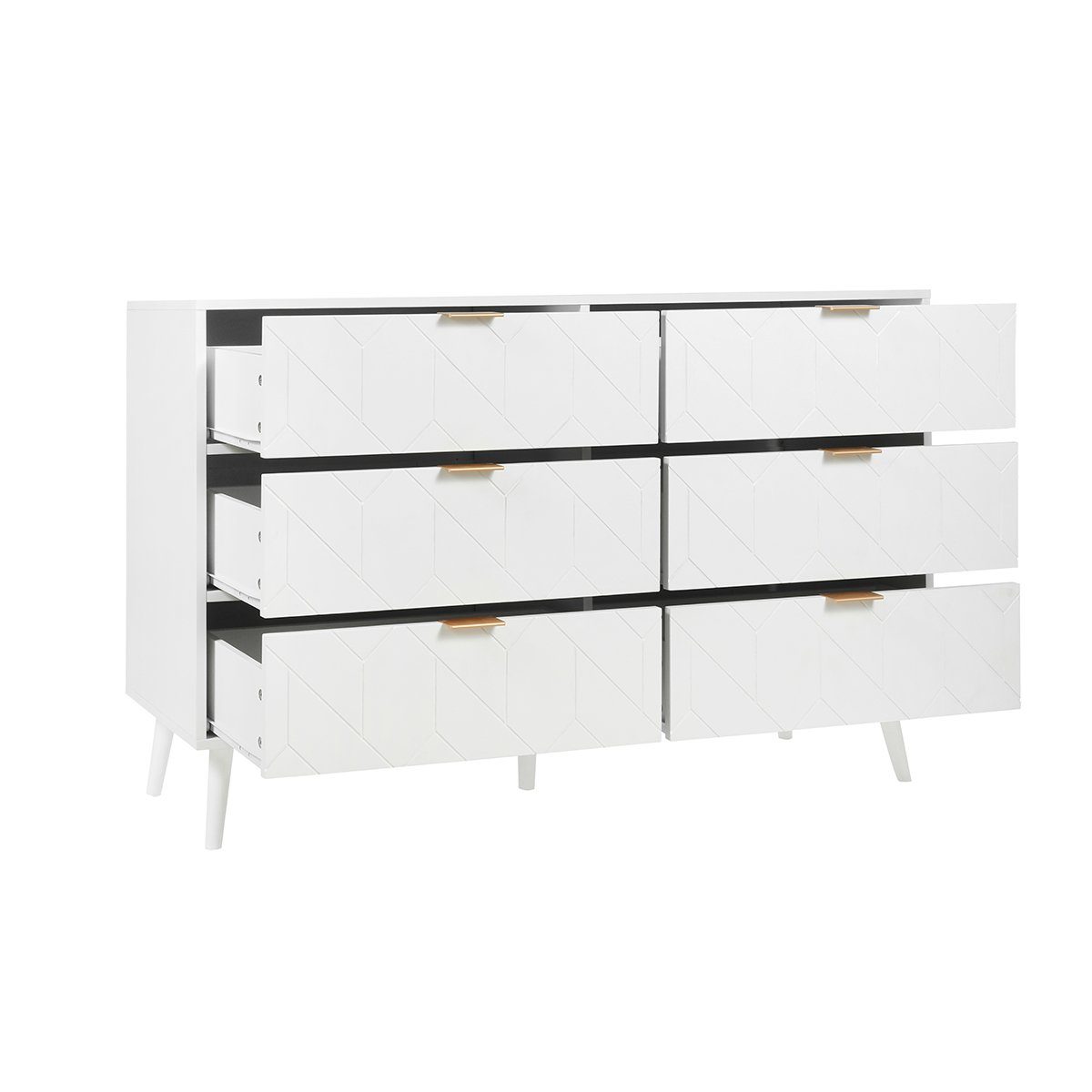 PHOEBE CAT Sideboard (Kommode mit 6 Schubladen), Highboard für Schlafzimmer & alle Wohnräume, 120x39.5x80.5cm