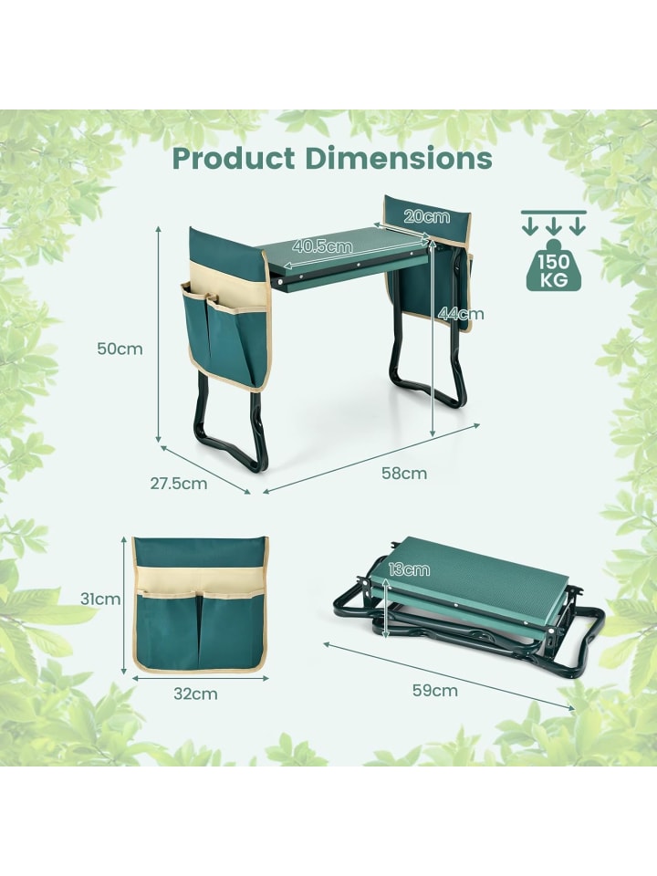COSTWAY 2 in 1 Kniebank für Garten in Grün günstig kaufen onesize