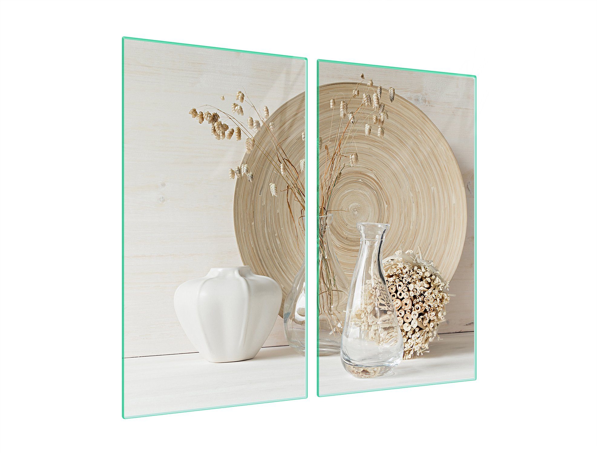 Decorwelt Herd-Abdeckplatte Herdabdeckplatte Ceranfeld Abdeckung Abdeckplatte Schneidebrett Beige, (2x30x52, 2 tlg), für alle Herdarten excl. Gasherde